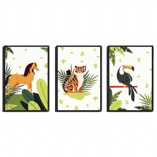 Jungle Friends Trio Canvas Wall Art