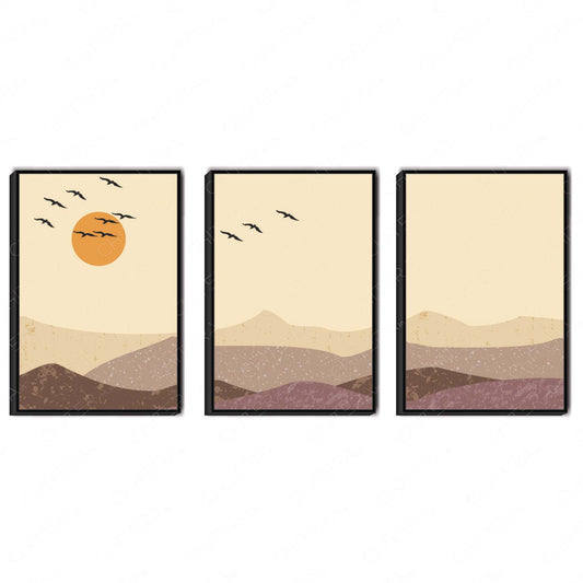 Golden Horizon Trio Canvas Wall Art