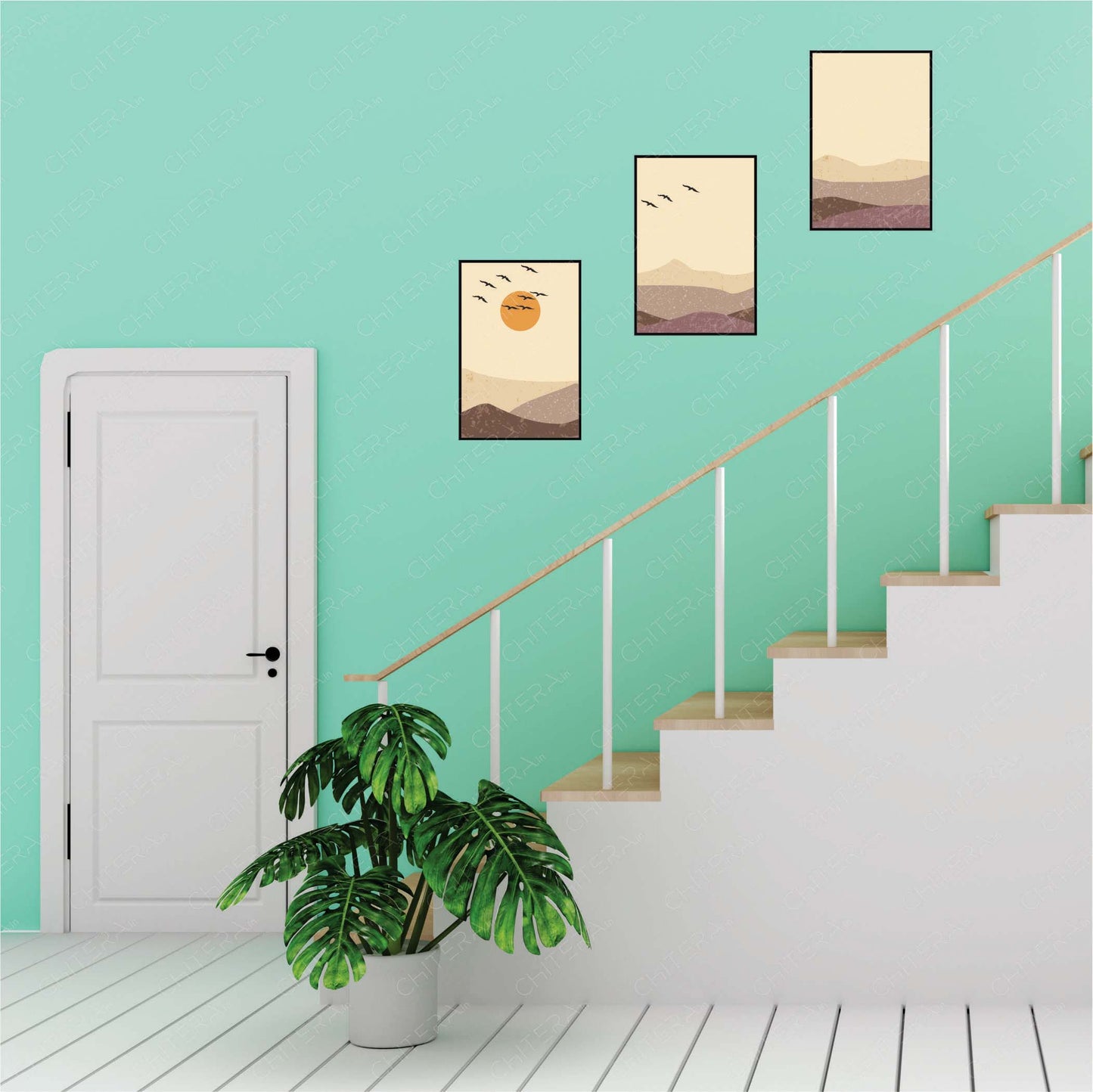 Golden Horizon Trio Canvas Wall Art
