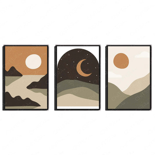 Earthy Skies Trio Canvas Wall Art