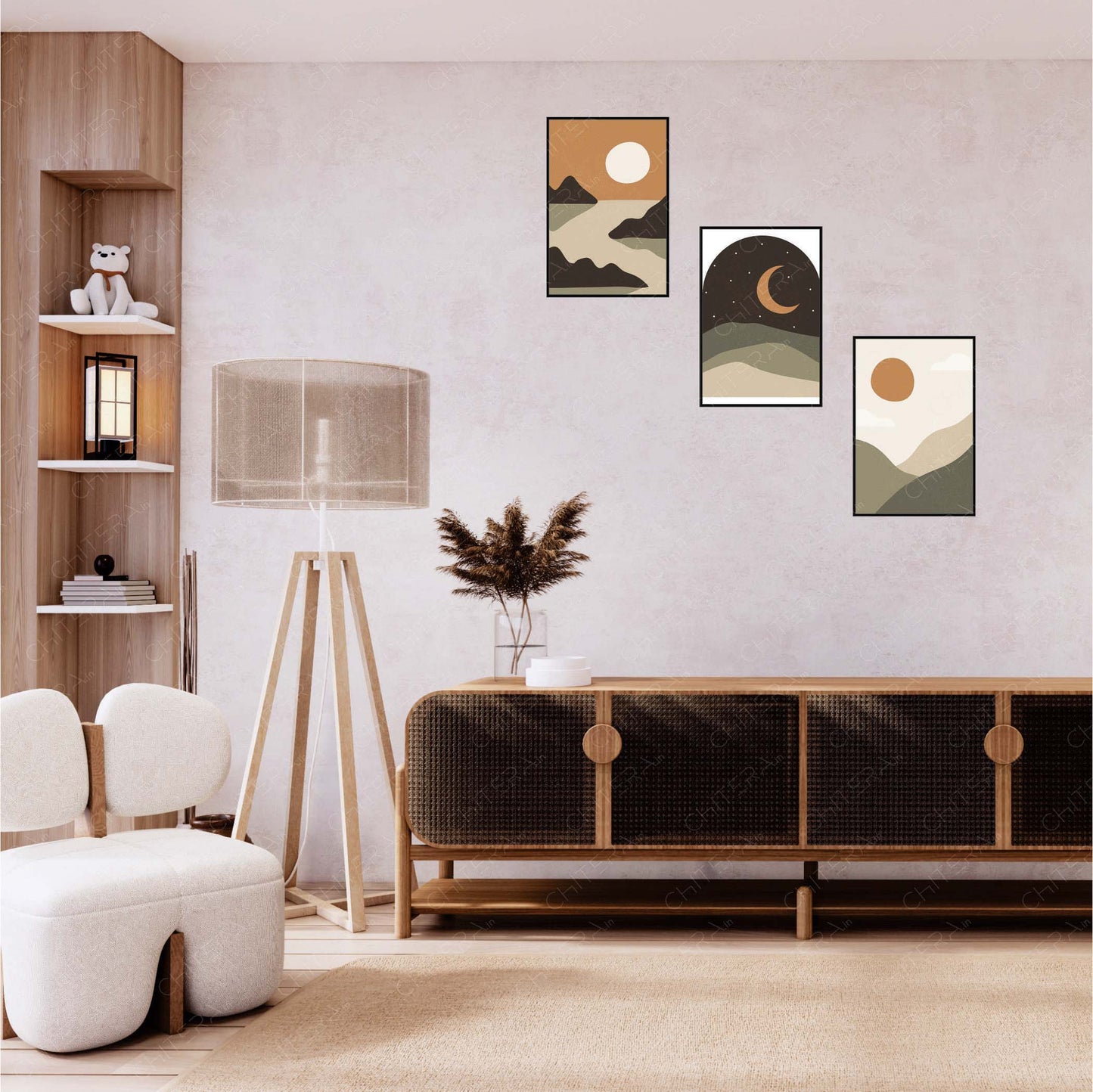 Earthy Skies Trio Canvas Wall Art