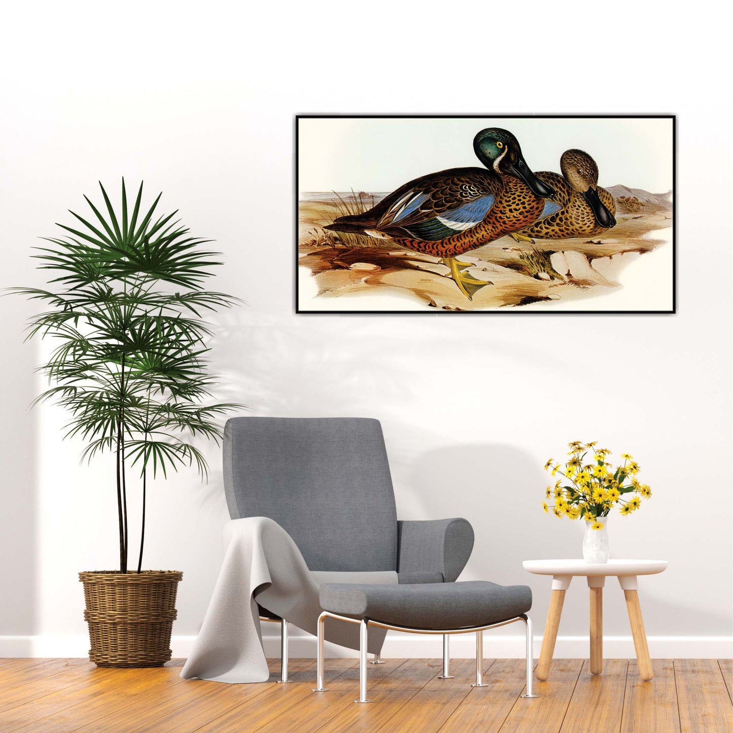 Teal Pair at Shore Canvas Wall Art