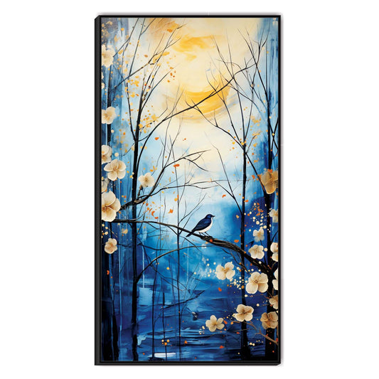 Solitude in Sapphire Bloom Canvas Wall Art