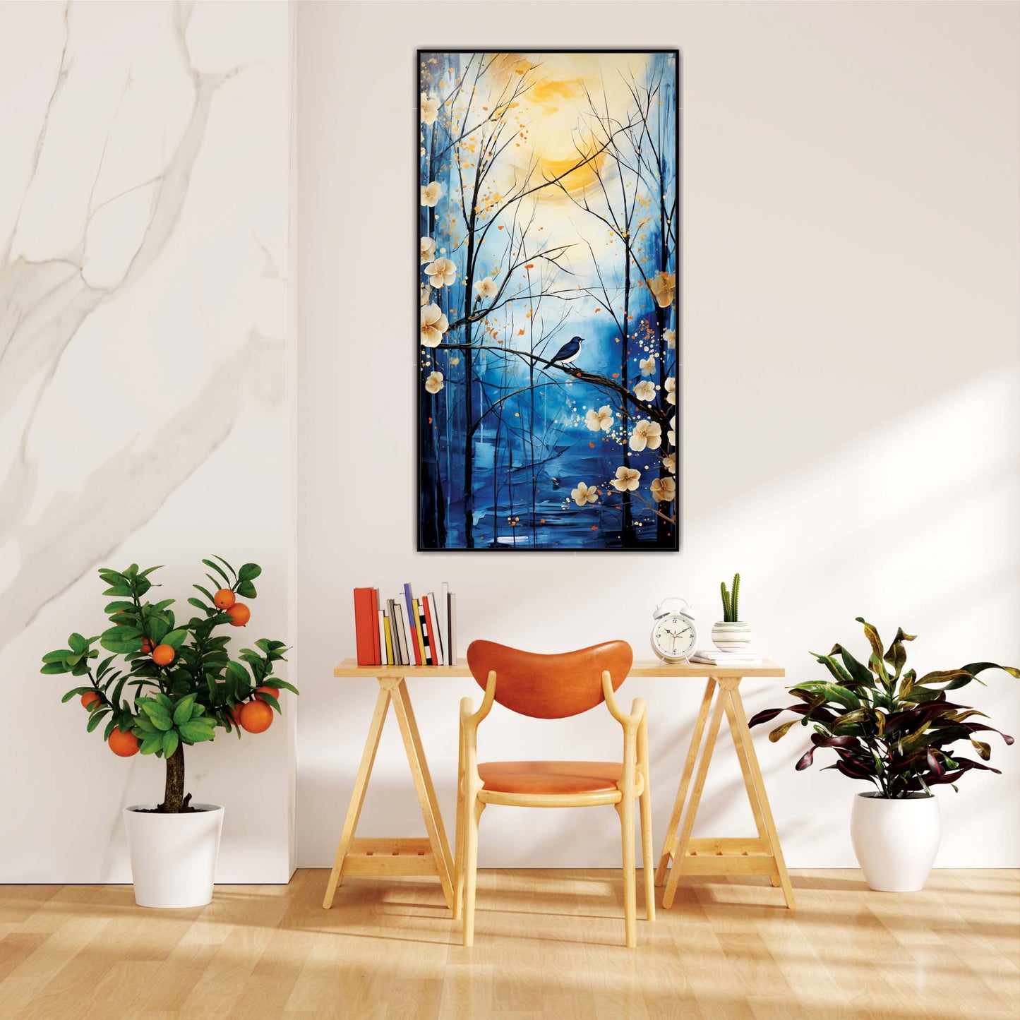 Solitude in Sapphire Bloom Canvas Wall Art