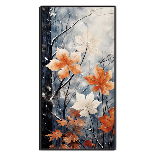 Frosted Ember Leaves Canvas Wall Art