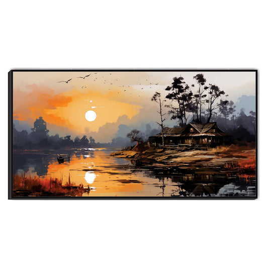Twilight by the Riverbank Canvas Wall Art