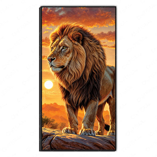 Lion King of the Jungle – Regal Sunset Canvas Wall Art
