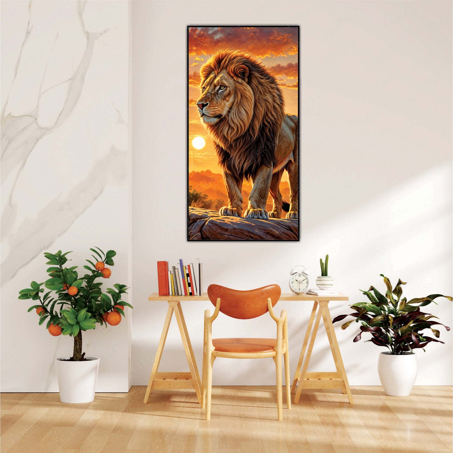 Lion King of the Jungle – Regal Sunset Canvas Wall Art