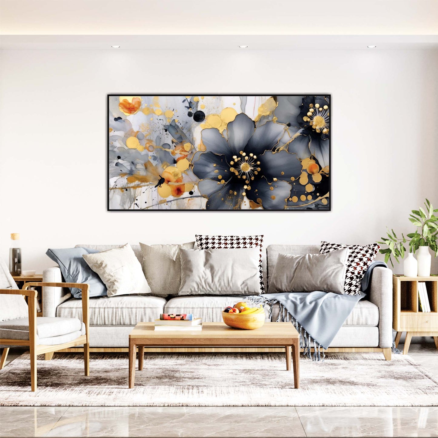 Gilded Petals Canvas Wall Art
