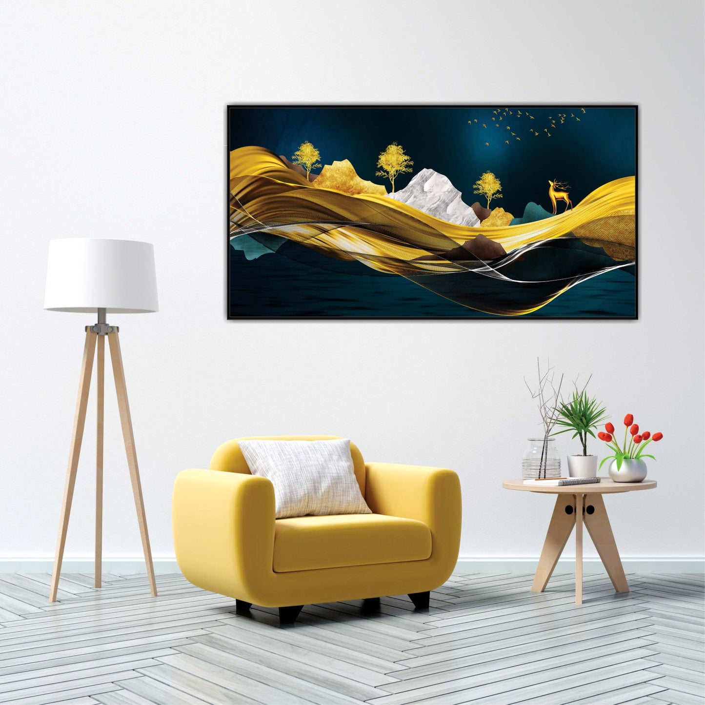 Golden Veins of the Earth Canvas Wall Art