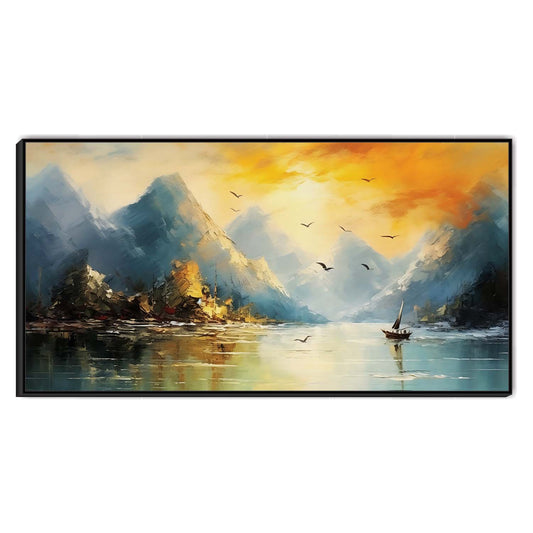 Golden Peaks, Silent Waters Canvas Wall Art