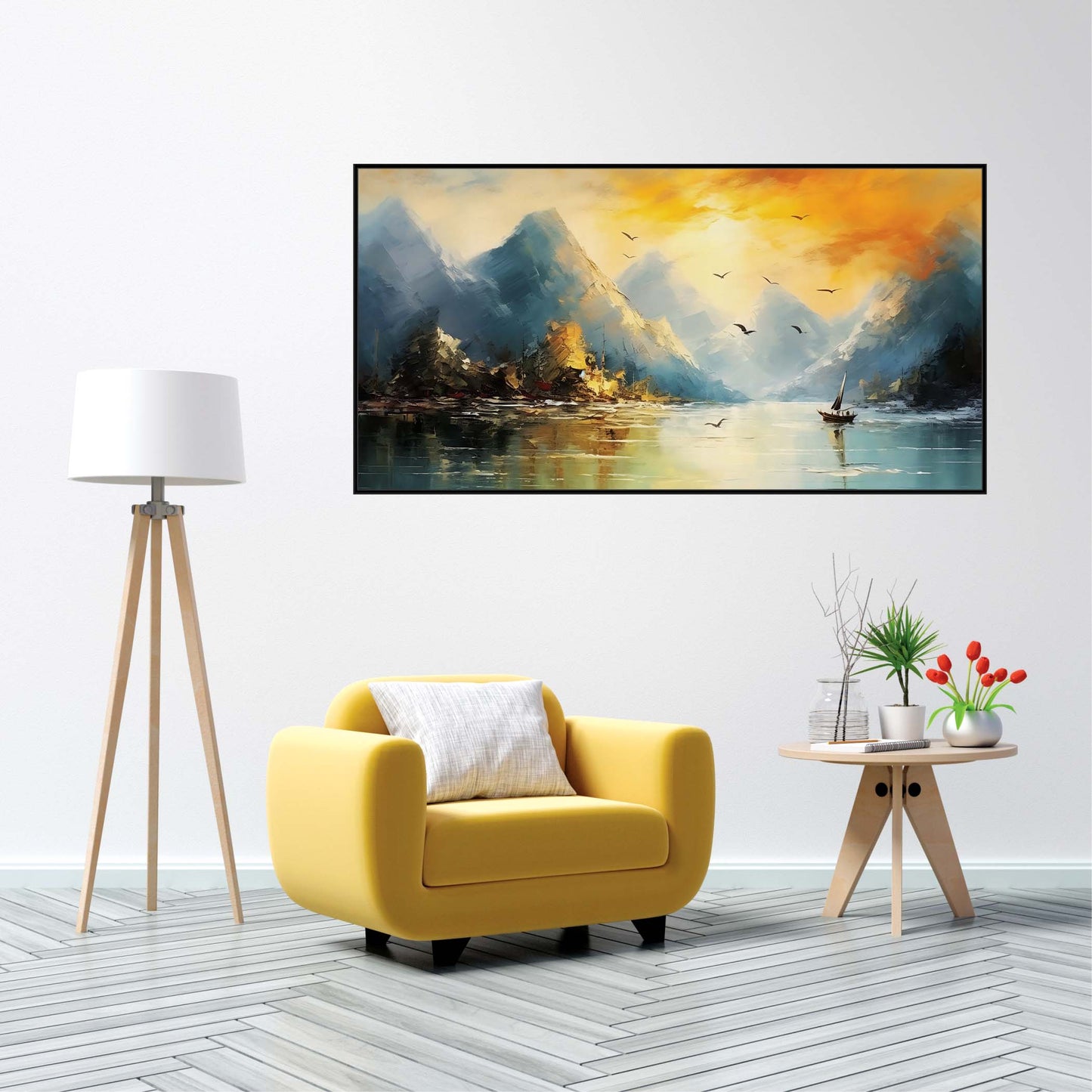 Golden Peaks, Silent Waters Canvas Wall Art