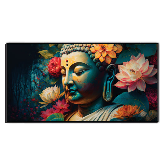 Buddha Among Blossoms Canvas Wall Art