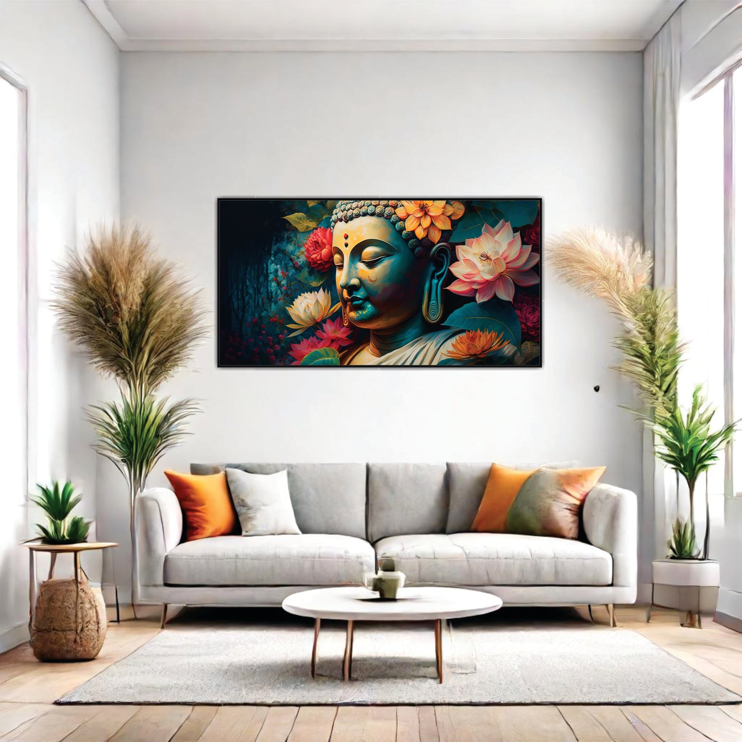 Buddha Among Blossoms Canvas Wall Art
