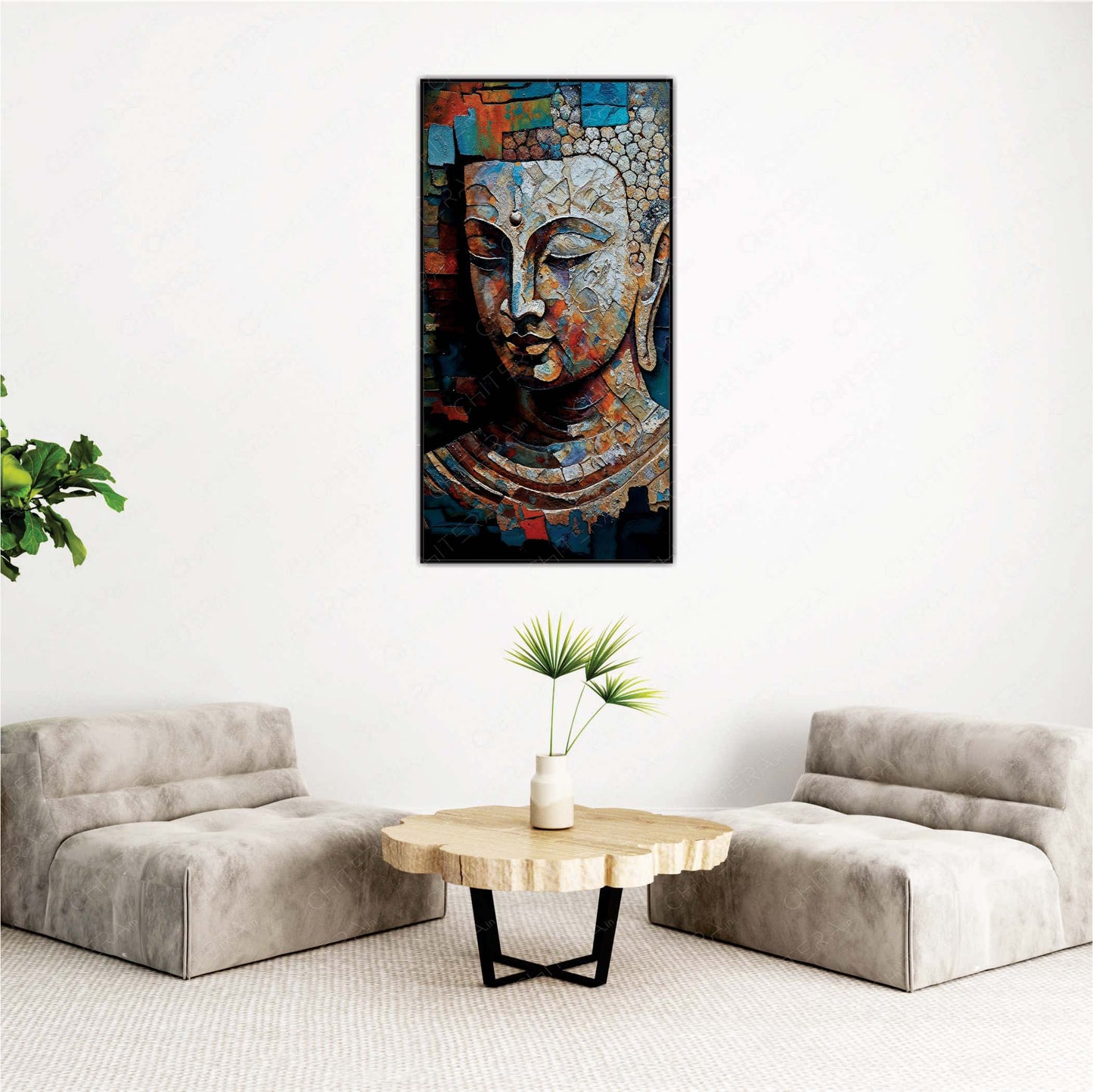Divine Buddha Serenity in Modern Abstract Canvas Wall Art
