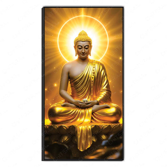Peaceful Golden Buddha in Radiance Canvas Wall Art