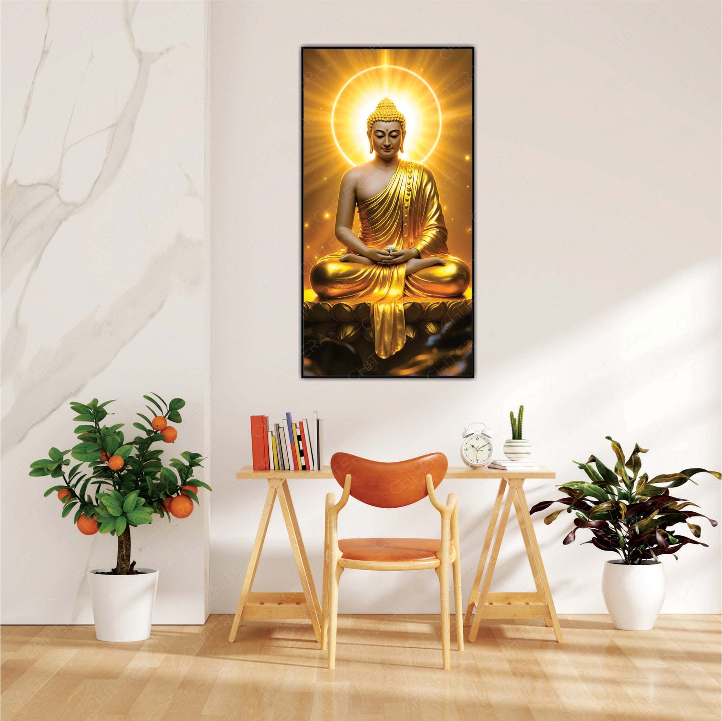 Peaceful Golden Buddha in Radiance Canvas Wall Art