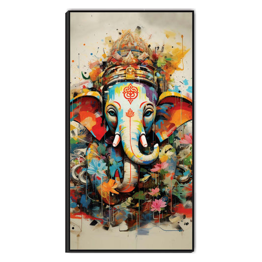 Mystic Bloom: Ganesha in Full Glory Canvas Wall Art