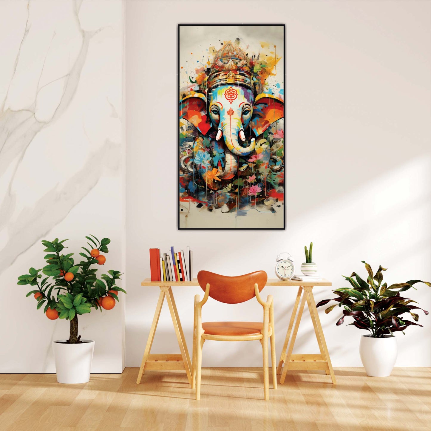 Mystic Bloom: Ganesha in Full Glory Canvas Wall Art