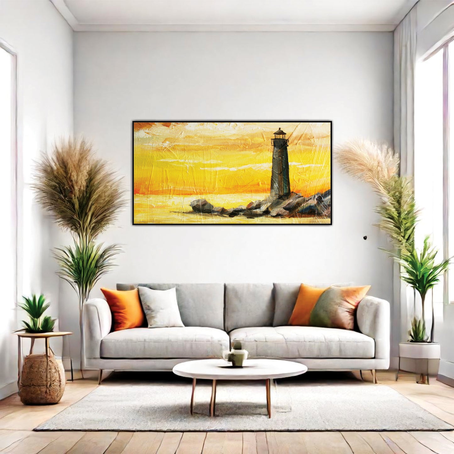 Lighthouse at Dusk Canvas Wall Art