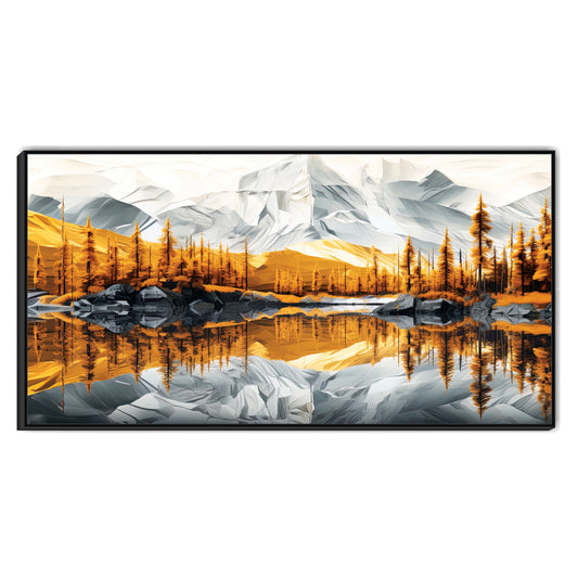 Golden Pines Reflection Canvas Wall Art