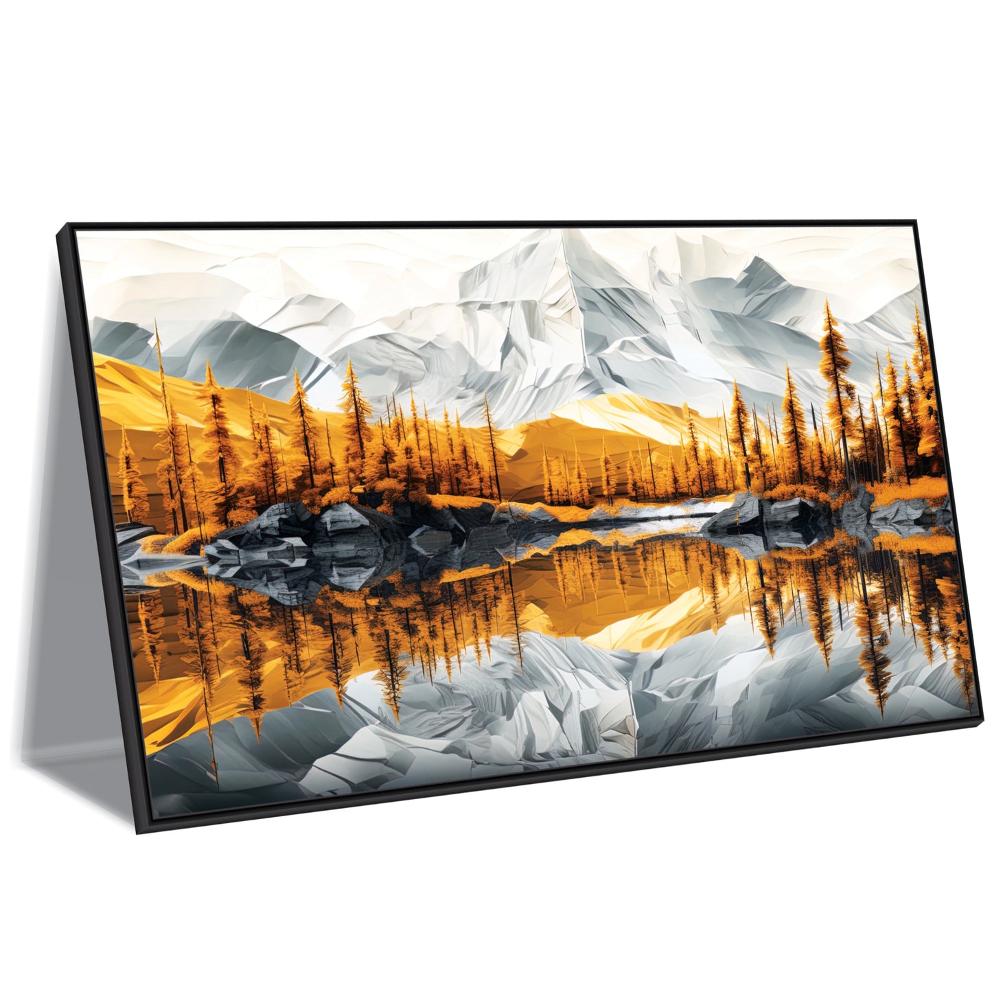 Golden Pines Reflection Canvas Wall Art