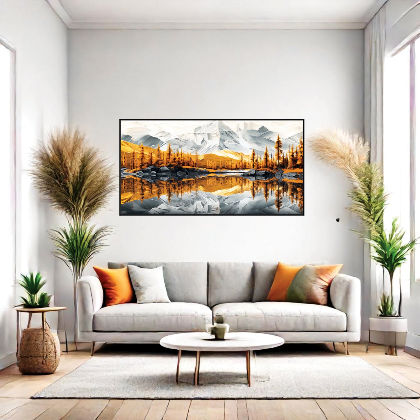 Golden Pines Reflection Canvas Wall Art