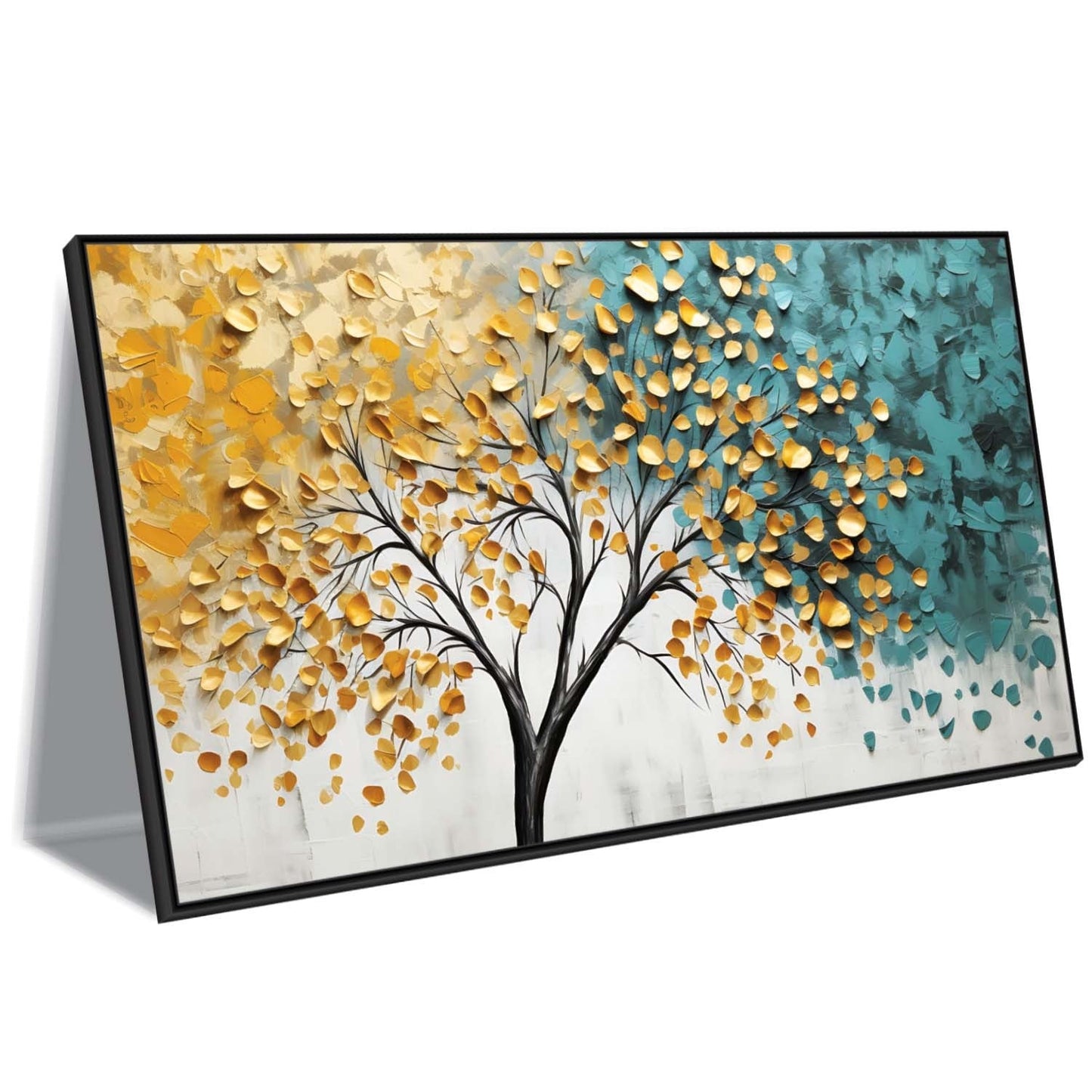 Golden Breeze & Aqua Dreams Canvas Art Wall Painting