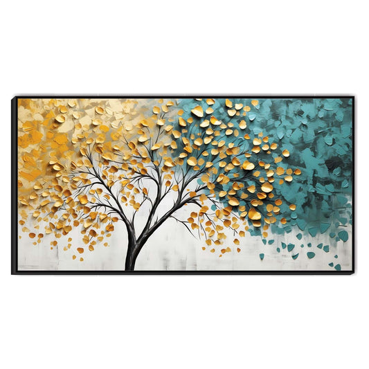 Golden Breeze & Aqua Dreams Canvas Art Wall Painting