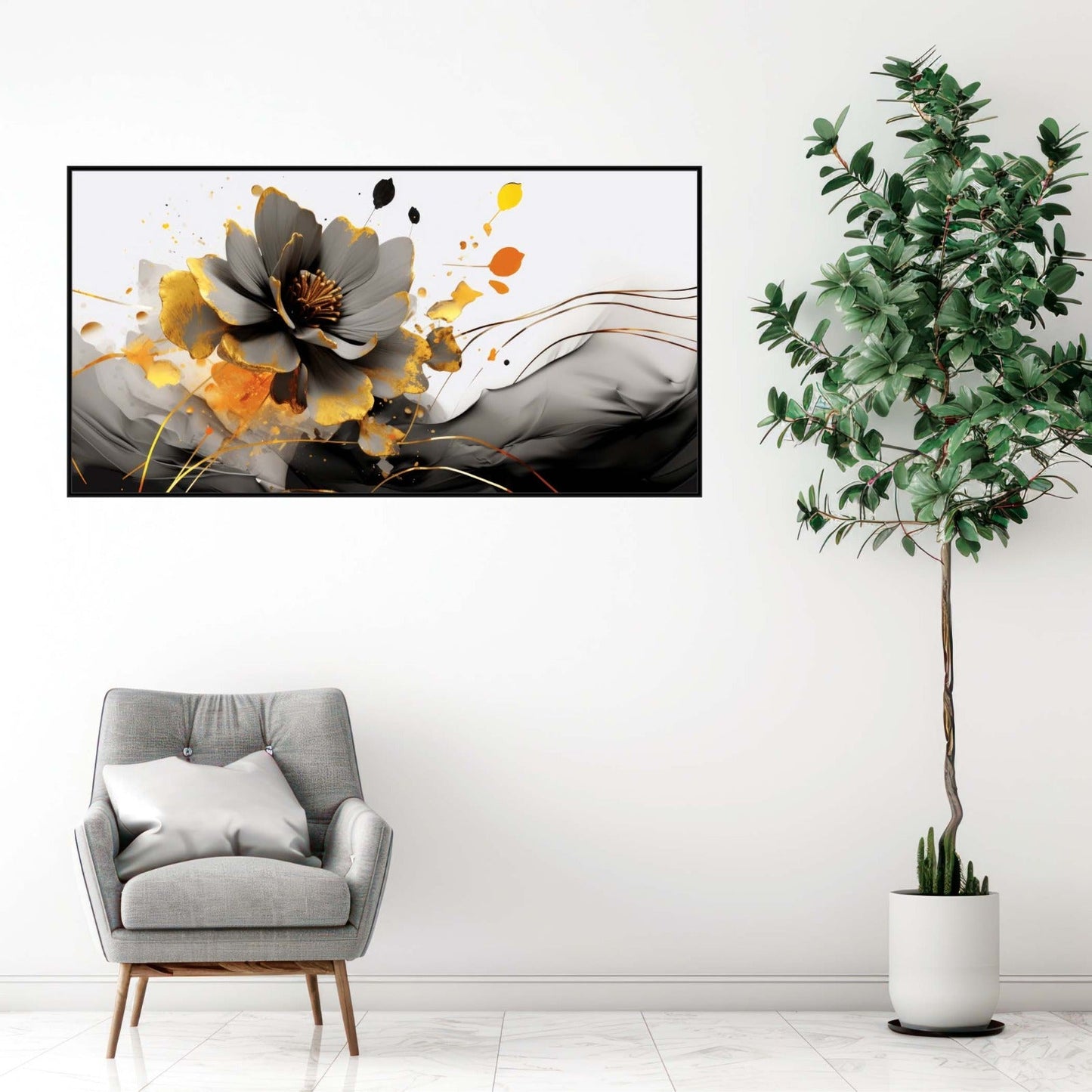 Golden Petals Canvas Wall Art