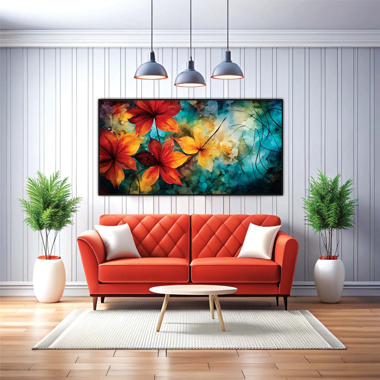 Vibrant Red and Yellow Flowers Canvas Wall Art
