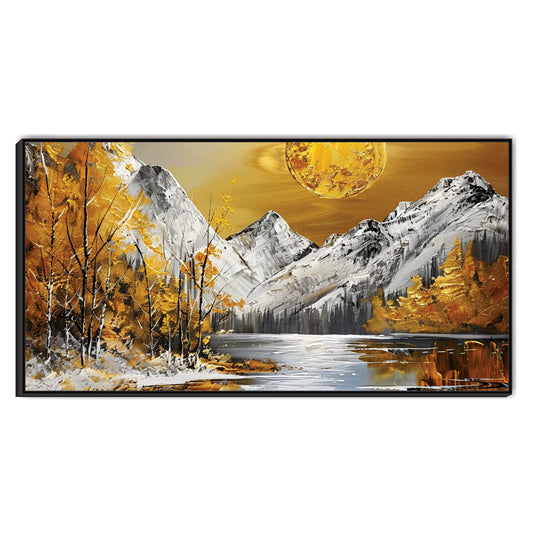 Glowing Peaks and Frosted Forest Canvas Wall Art