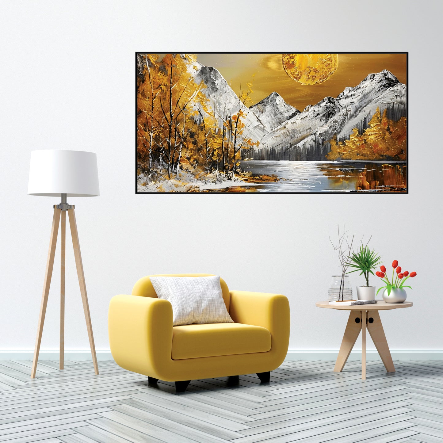Glowing Peaks and Frosted Forest Canvas Wall Art