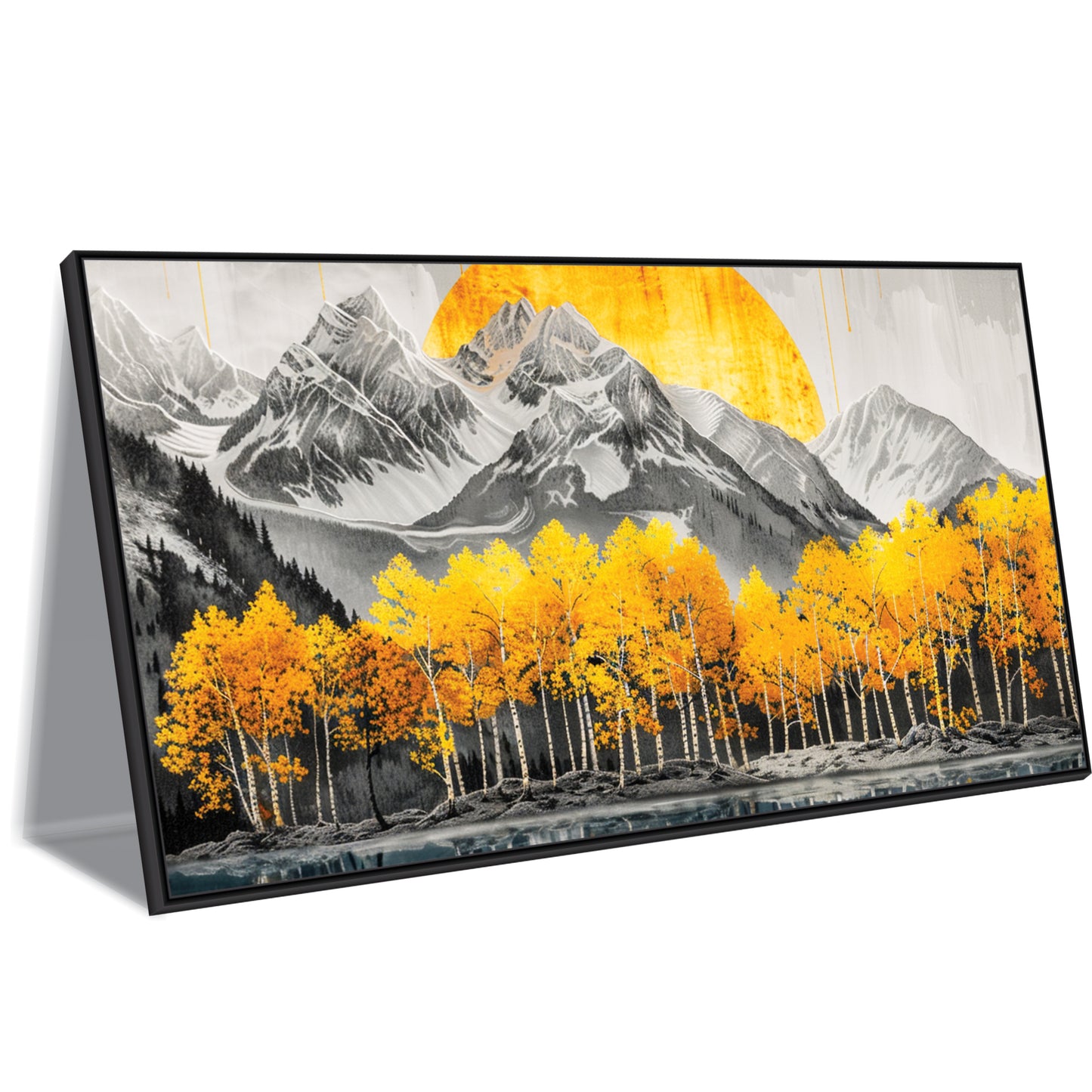 Radiant Sunrise Over Autumn Trees & Mountains Canvas Wall Art