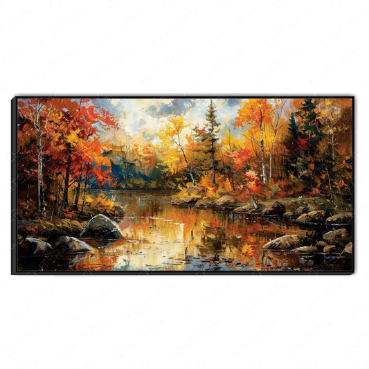 Nature’s Autumn Glow Reflected in the Lake Canvas Wall Art