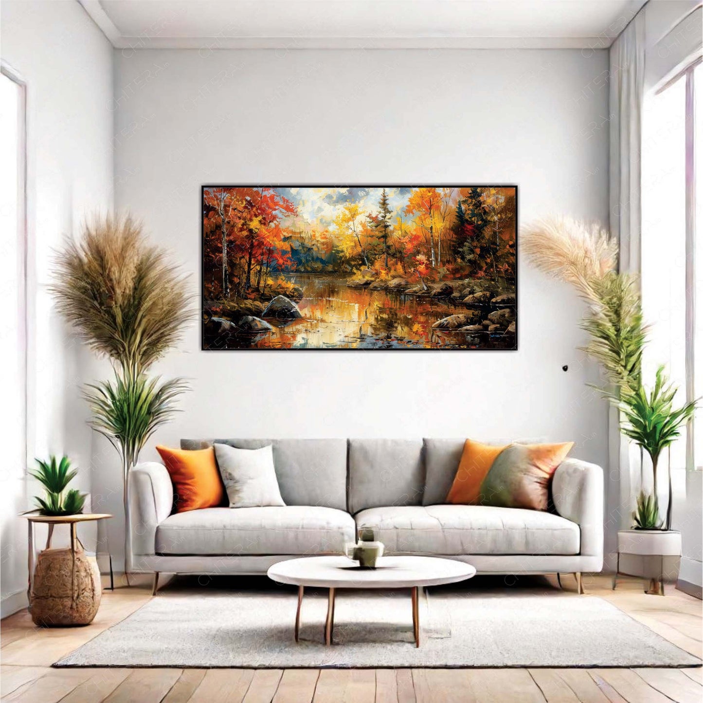 Nature’s Autumn Glow Reflected in the Lake Canvas Wall Art