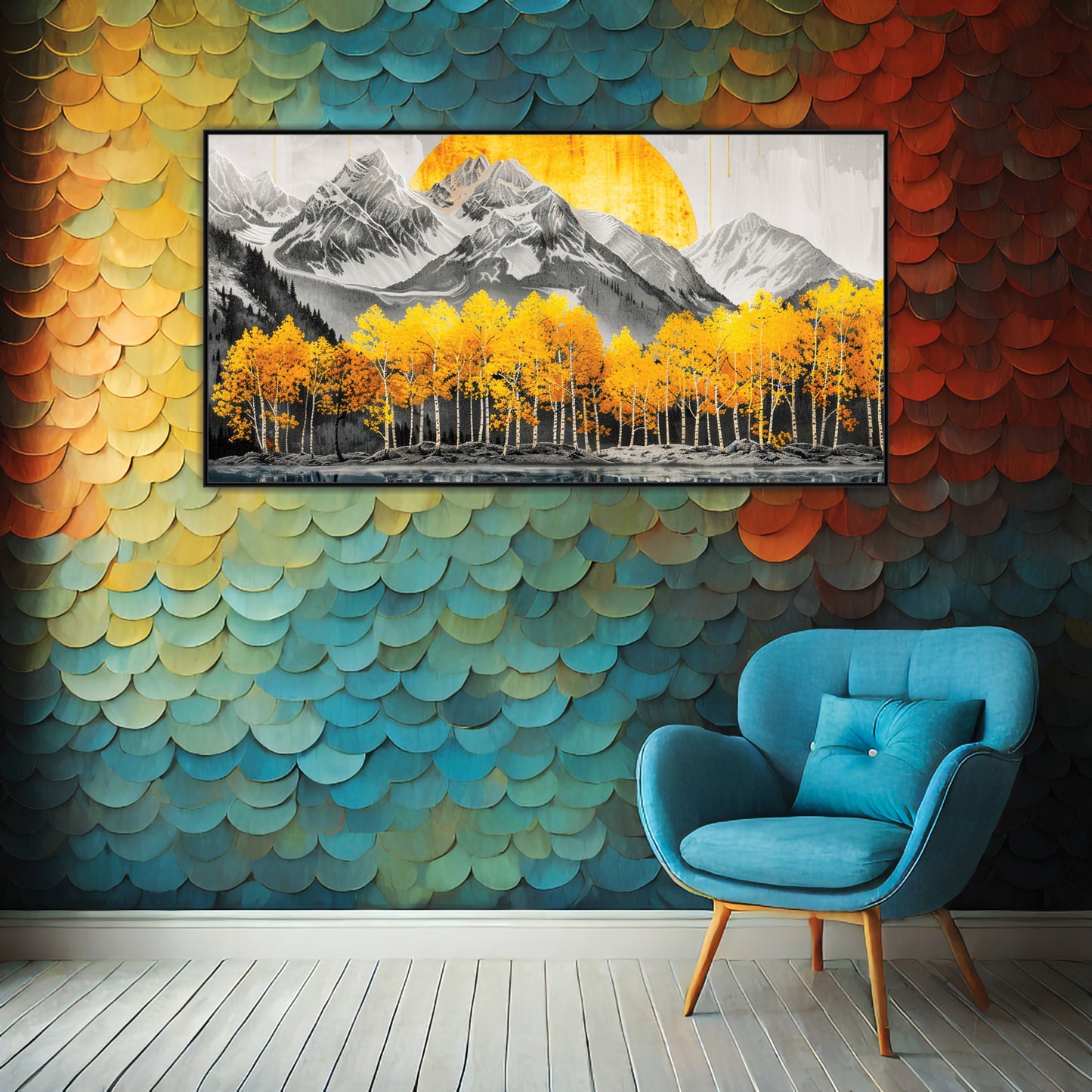 Radiant Sunrise Over Autumn Trees & Mountains Canvas Wall Art