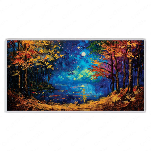 Golden Trees Under Moonlight Canvas Wall Art