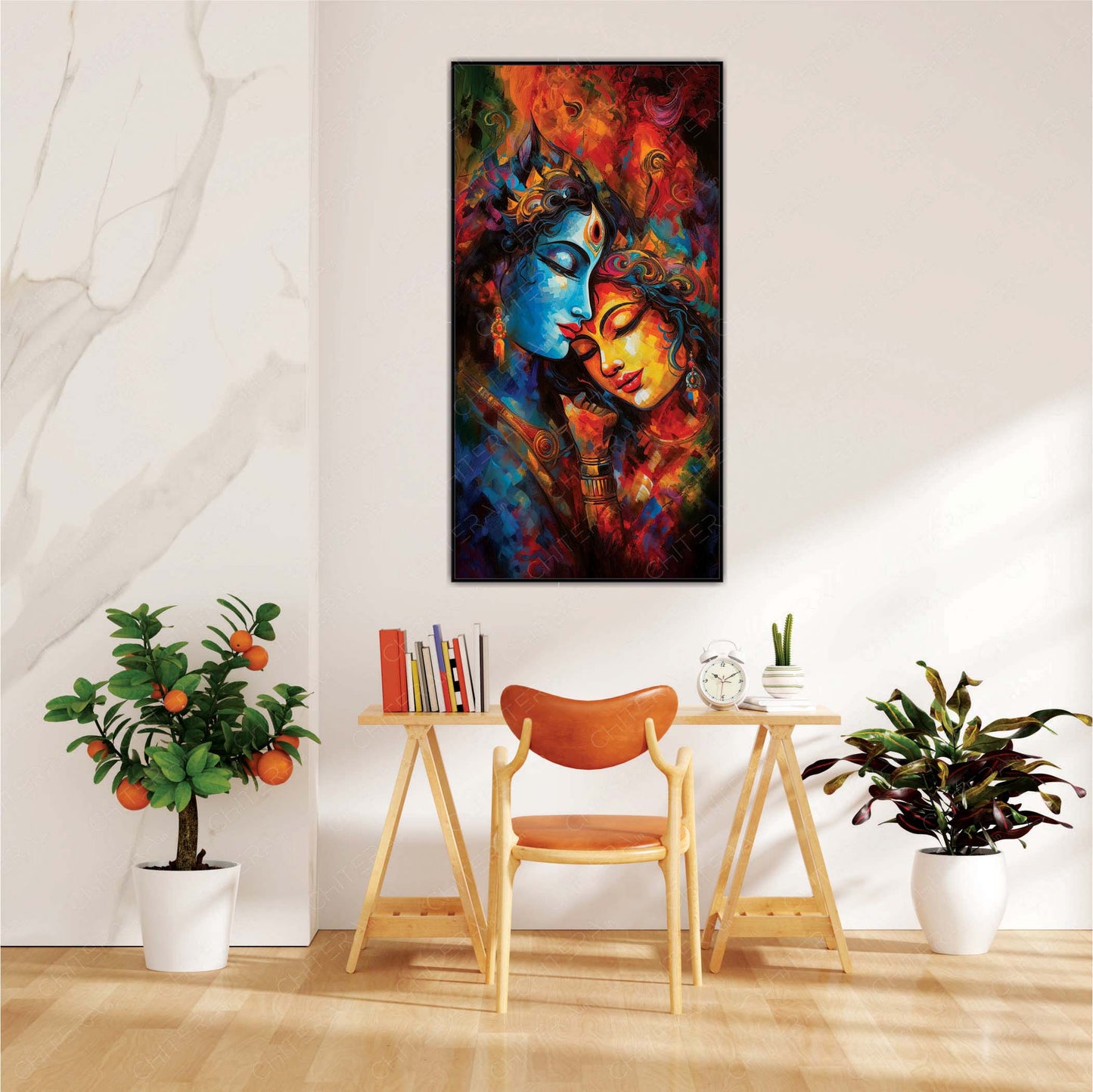 Spiritual Harmony of Radha Krishna Canvas Wall Art
