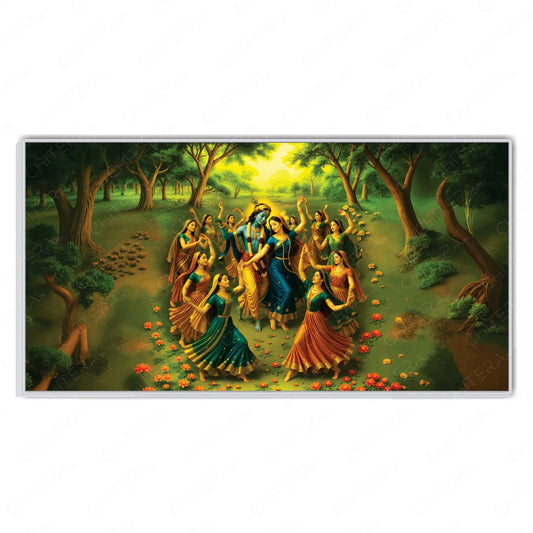 Spiritual Krishna Dance in Vrindavan Canvas Wall Art