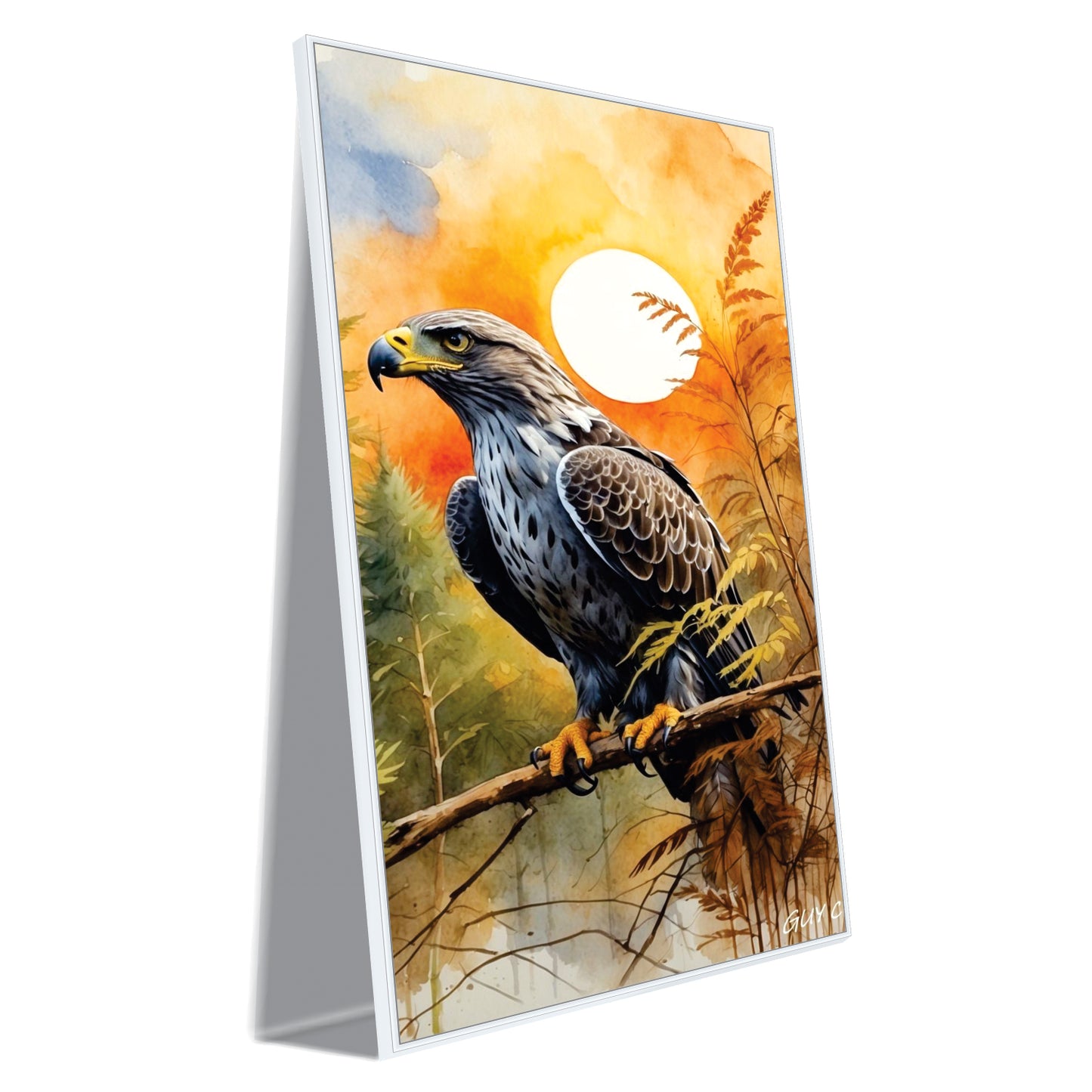 Eagle in the Ember Sky Canvas Wall Art