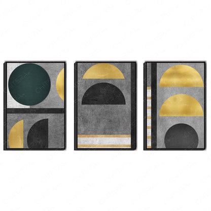 Shades of Gold & Grey Trio Canvas Wall Art