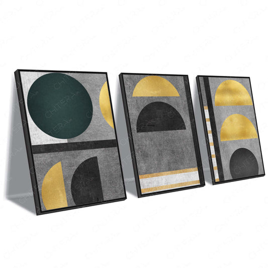 Shades of Gold & Grey Trio Canvas Wall Art