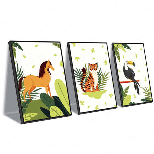 Jungle Friends Trio Canvas Wall Art
