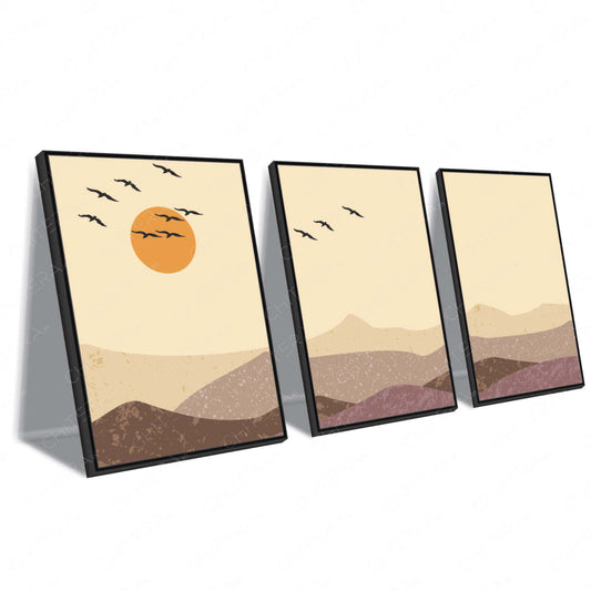 Golden Horizon Trio Canvas Wall Art