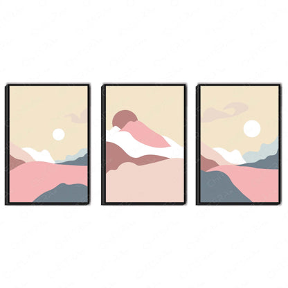 Pastel Peaks Trio Canvas Wall Art