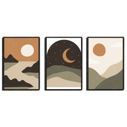 Earthy Skies Trio Canvas Wall Art