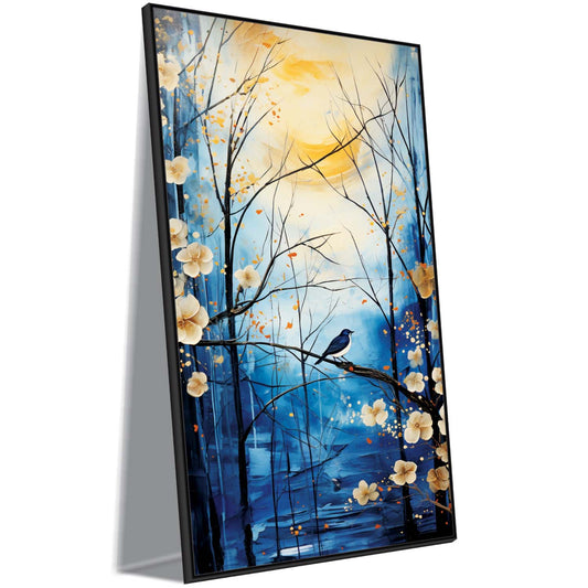 Solitude in Sapphire Bloom Canvas Wall Art