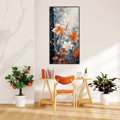 Frosted Ember Leaves Canvas Wall Art