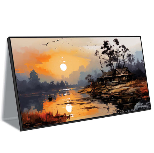 Twilight by the Riverbank Canvas Wall Art